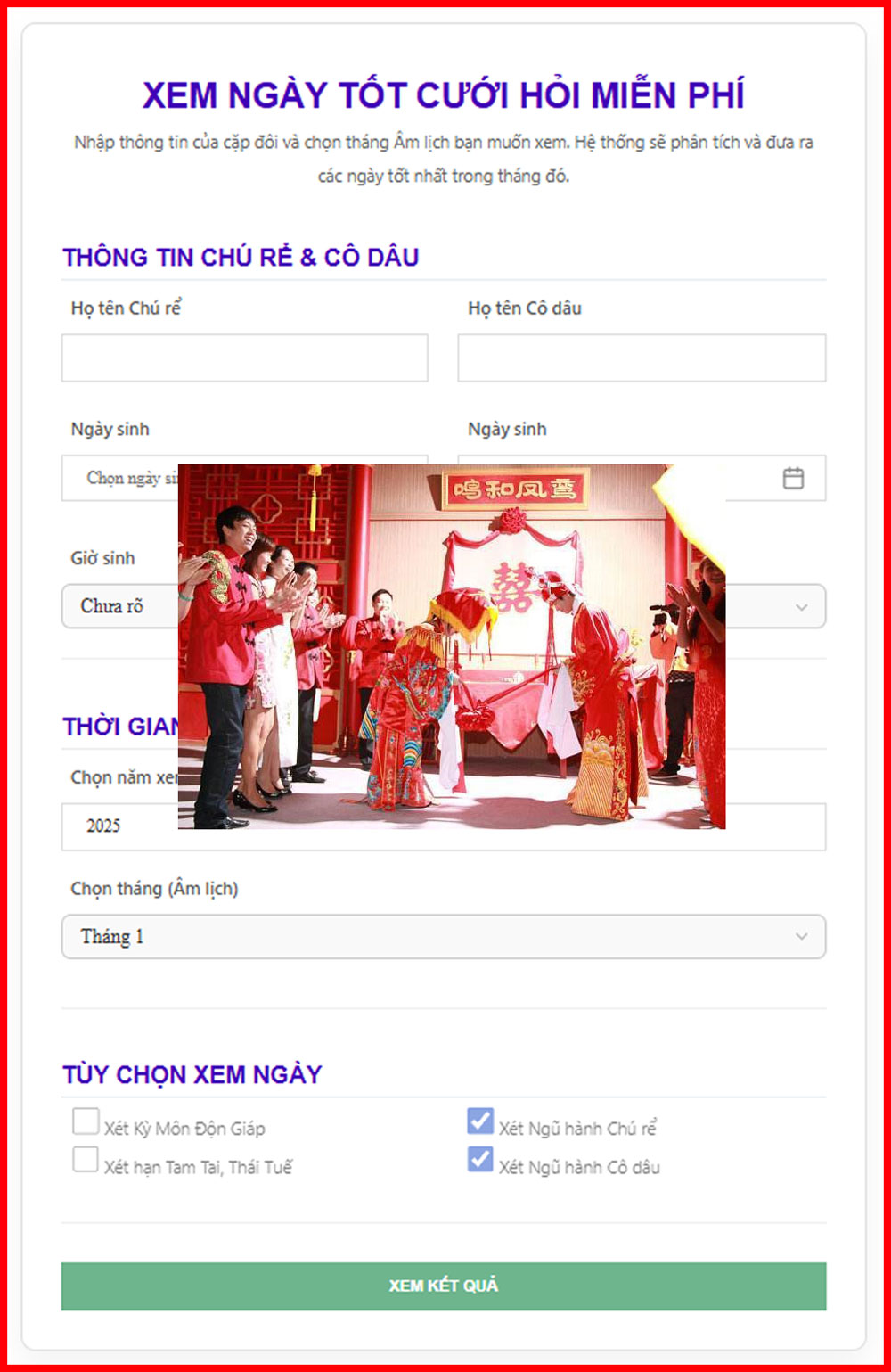 Xem ngày cưới hỏi
